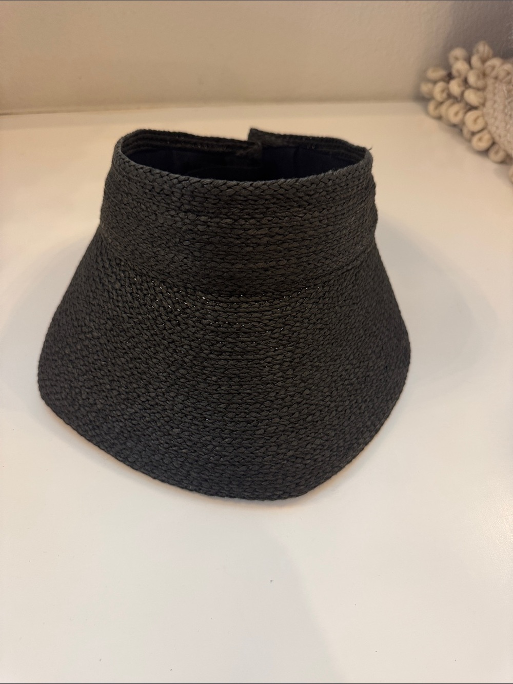 Women’s Adjustable Black Straw Visor Hat - Women's Sun Visor